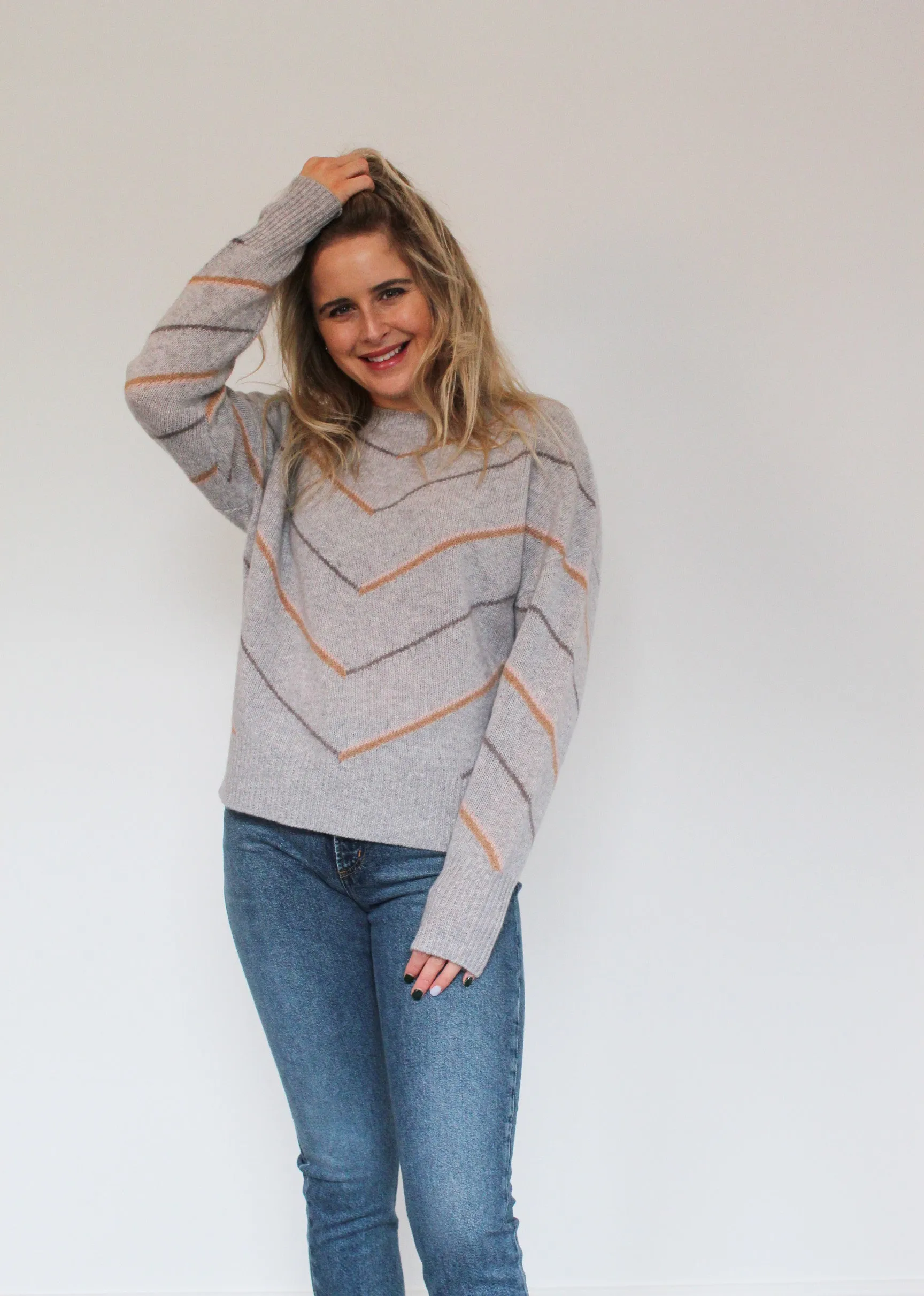 360 Brooke Jumper in Light Heather Grey Multi