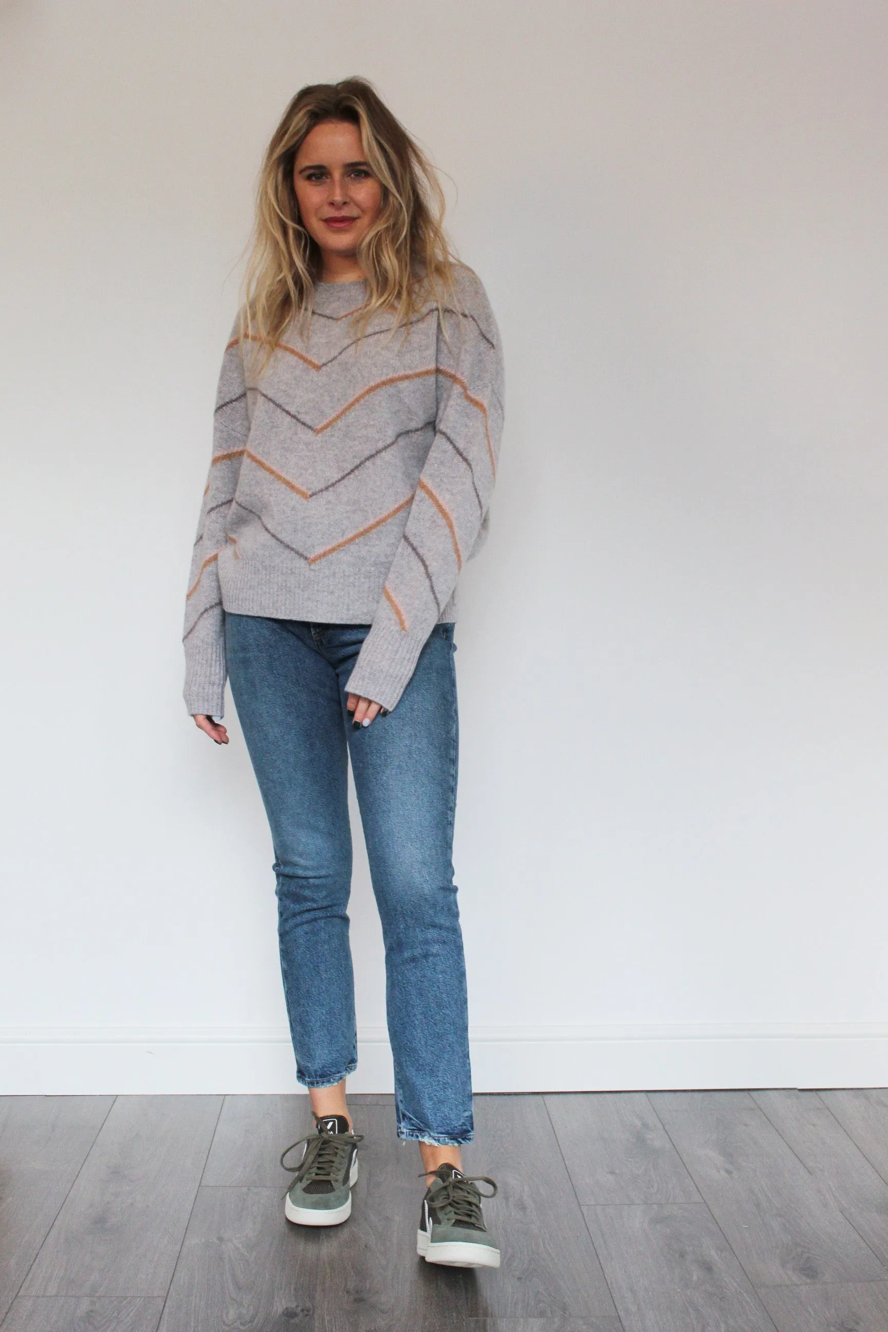 360 Brooke Jumper in Light Heather Grey Multi