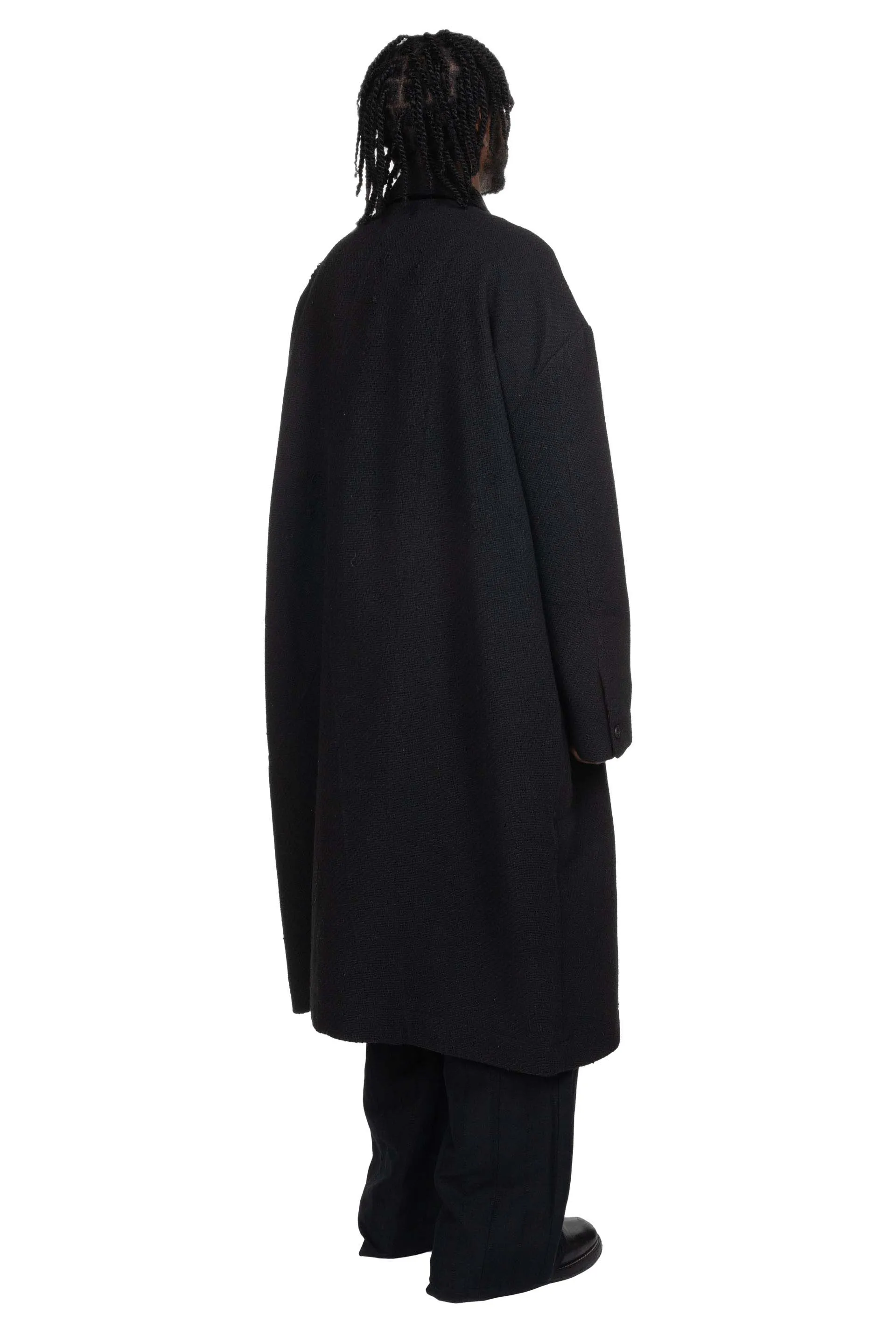 Aged Wool Coat Black