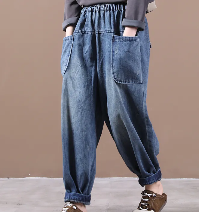 Autum Spring Linen Wide Leg Women Casual Pants Elastic Waist WG05131