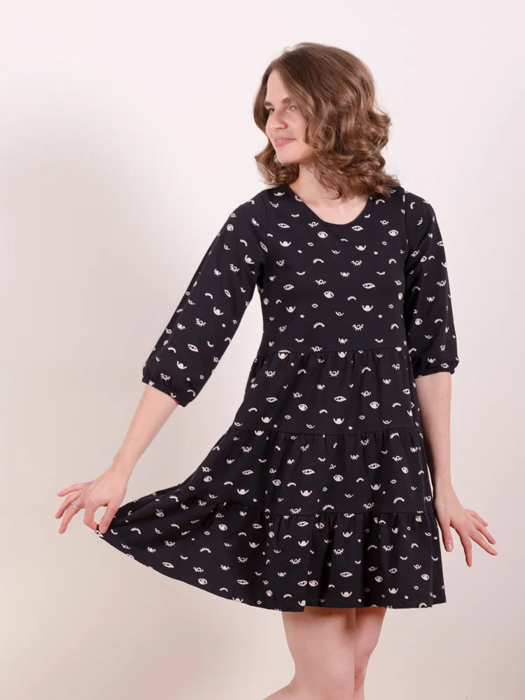 Bellini Long Sleeve Dress - Onyx Eyes