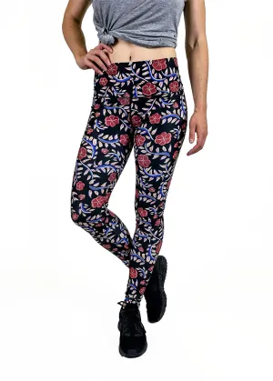 Black High Waist Floral Legging