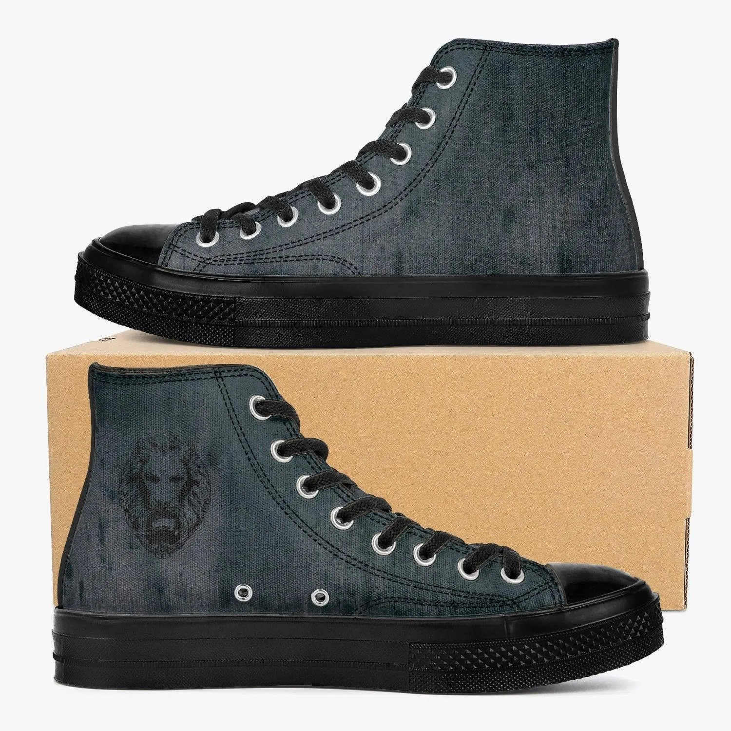 Black Rust High-Top Canvas Shoes