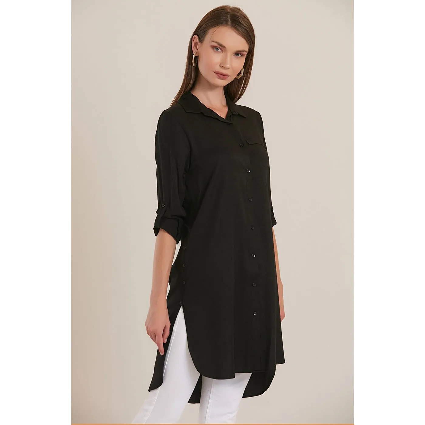 Black Shirt with Side Buttons