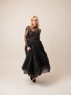 Bytimo Tulle Maxi Skirt in Black