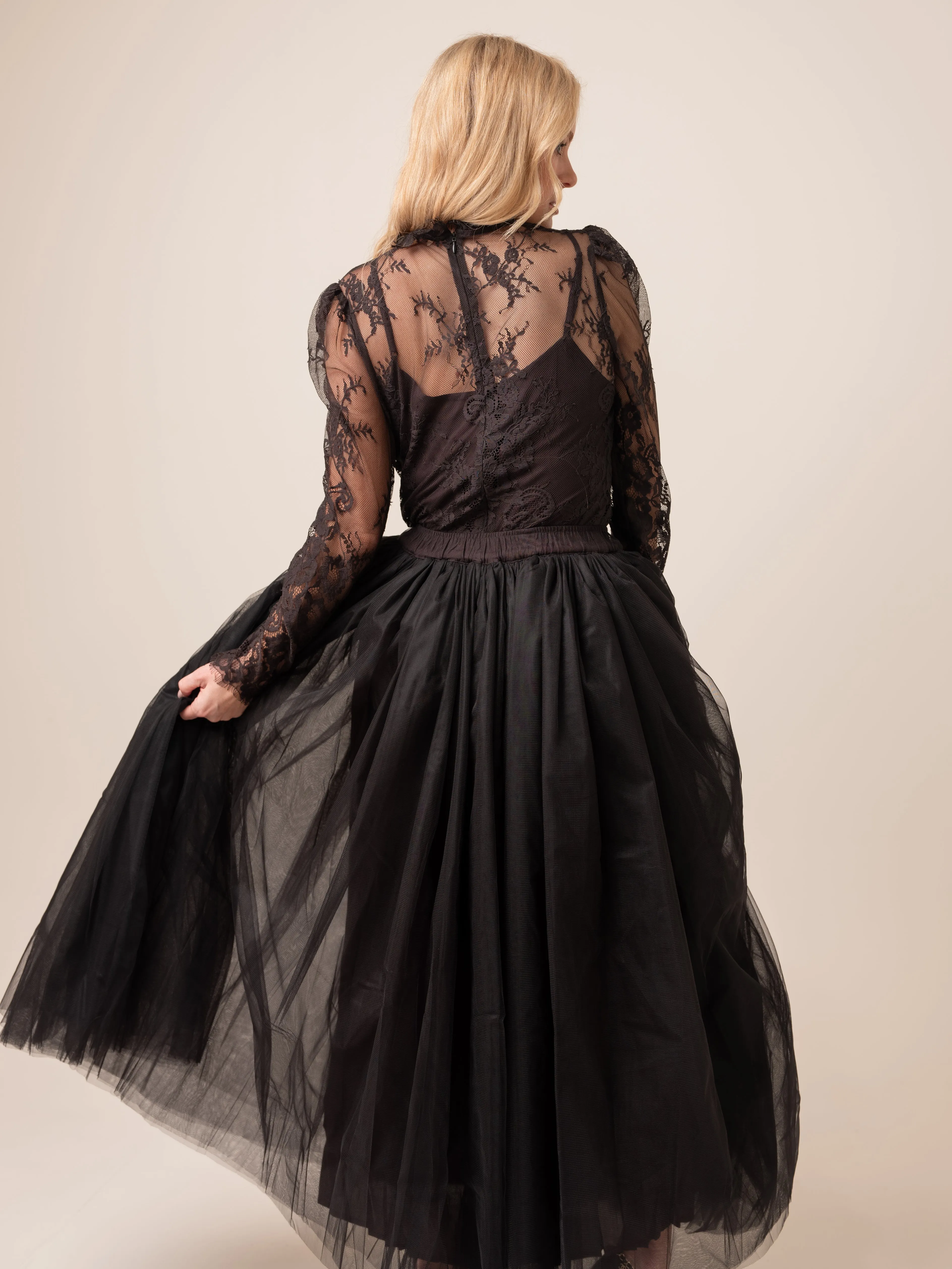 Bytimo Tulle Maxi Skirt in Black