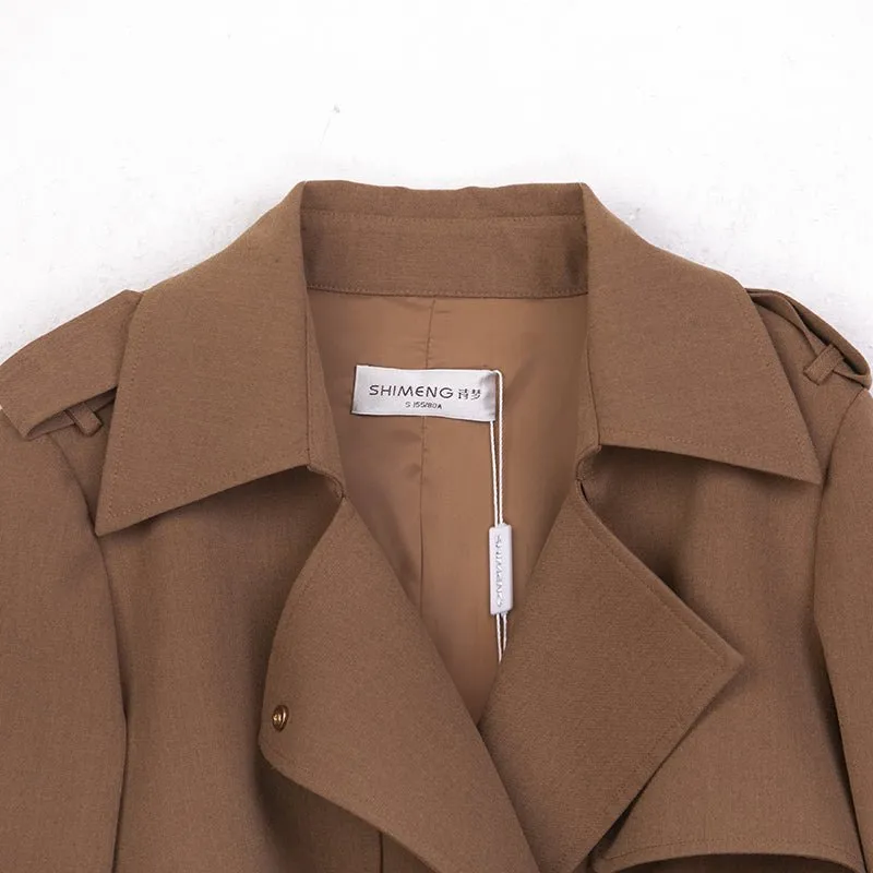 Camel Long Trench Coats With Metal Buttons