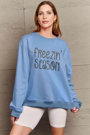 Cozy Winter Vibes Oversized Graphic Pullover Sweatshirt - Stay Warm in Style