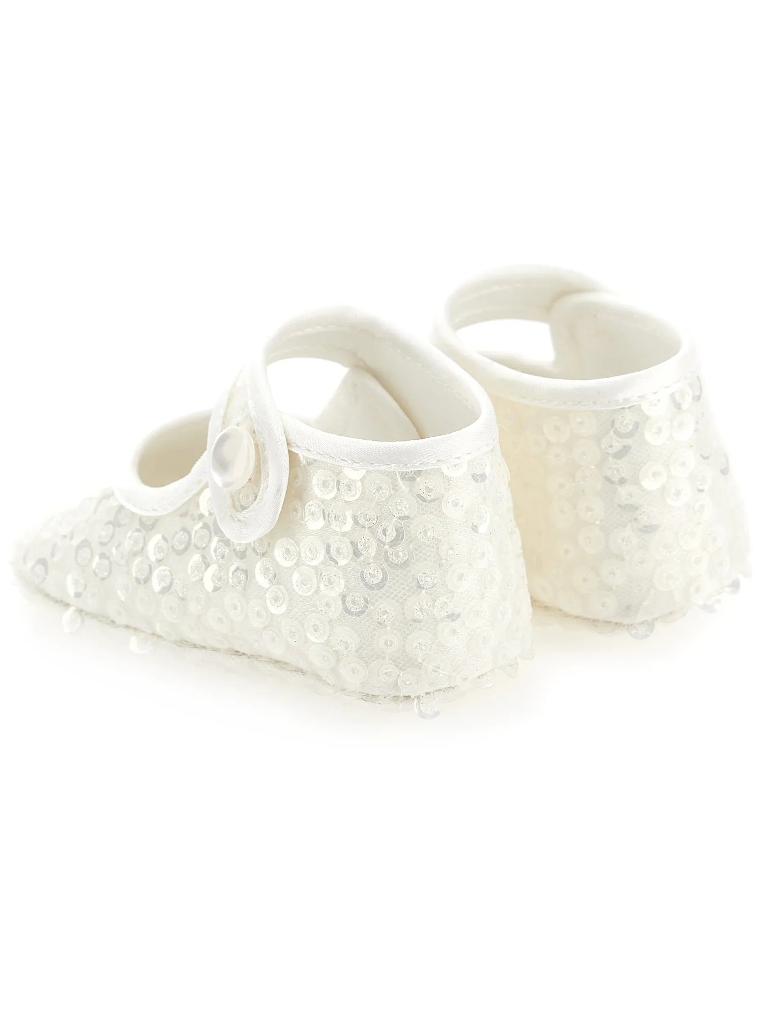 Cream Sequined Ballerina Shoes