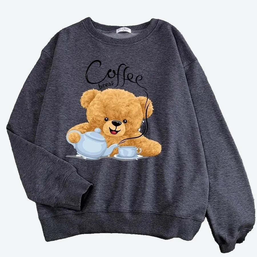 Cute Teddy Bear Coffee Break Sweatshirts