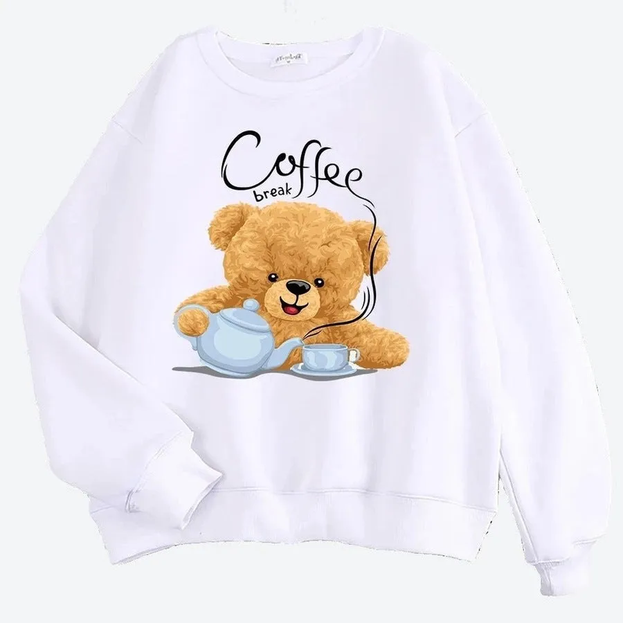 Cute Teddy Bear Coffee Break Sweatshirts