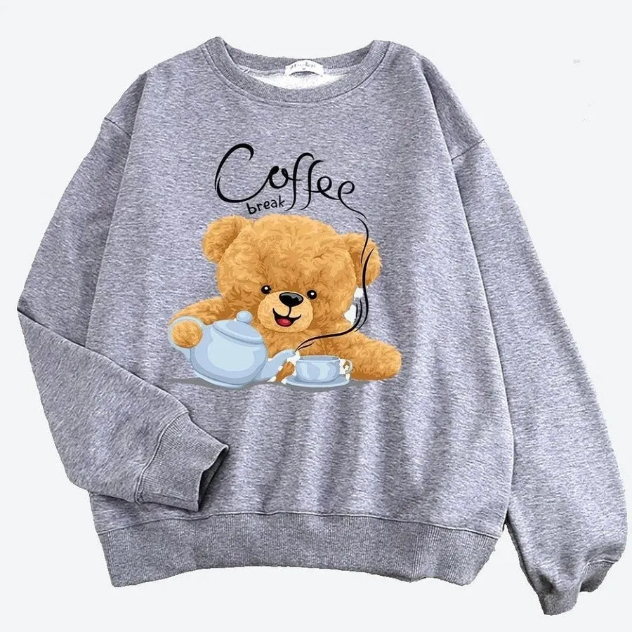 Cute Teddy Bear Coffee Break Sweatshirts