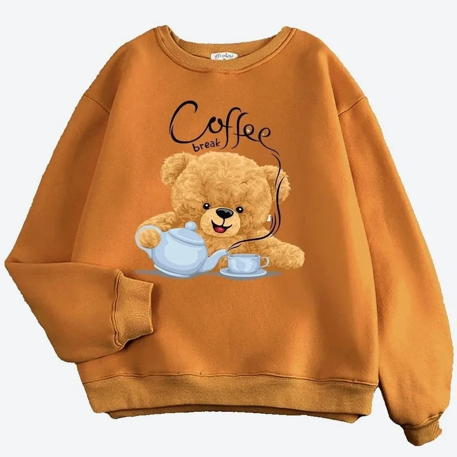 Cute Teddy Bear Coffee Break Sweatshirts