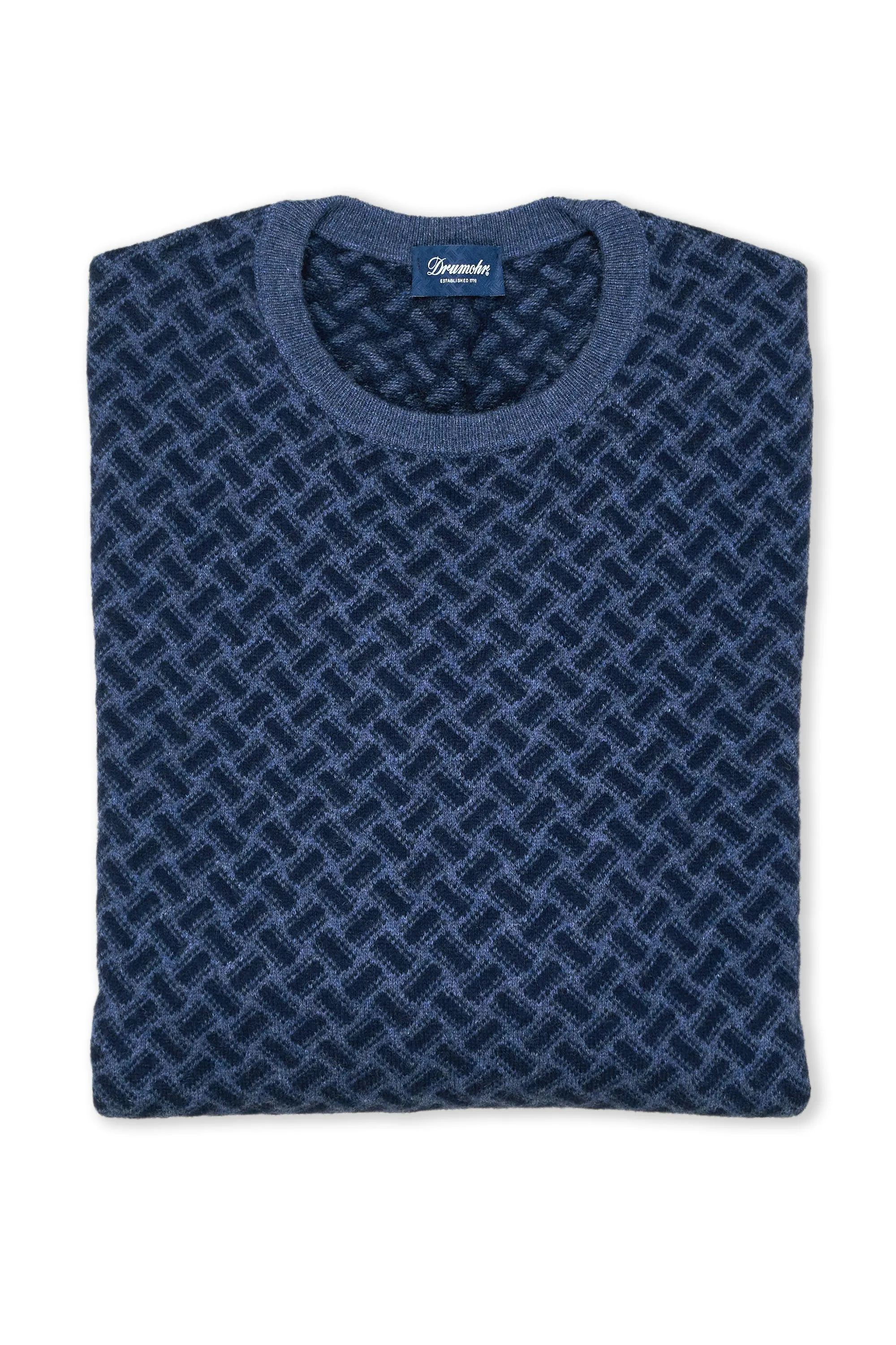 Drumohr Blu Chiaro Razor Blade LS Cashmere Sweater