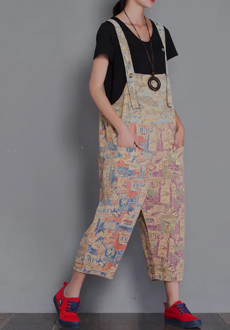 Floral Loose Denim Casual Spring Denim Overall Women Jumpsuits  QYCQ28