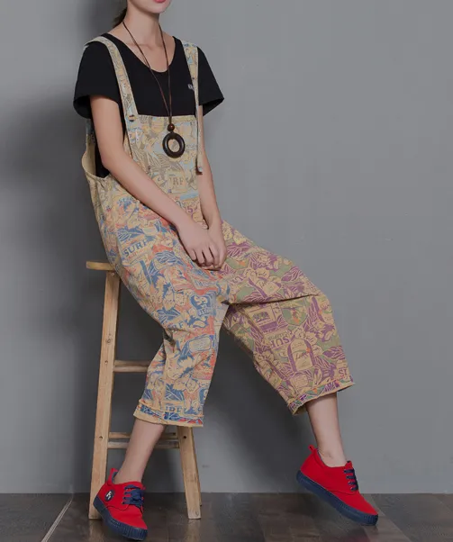 Floral Loose Denim Casual Spring Denim Overall Women Jumpsuits  QYCQ28