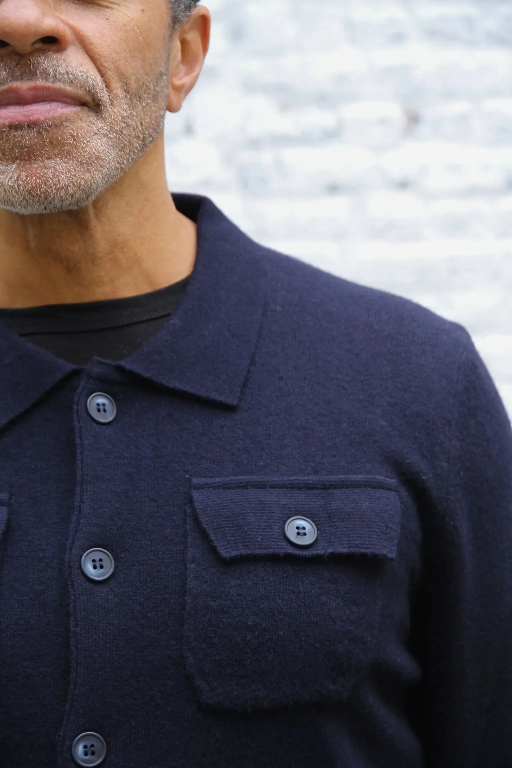 Frith Knitted Button Through Cardigan - Navy