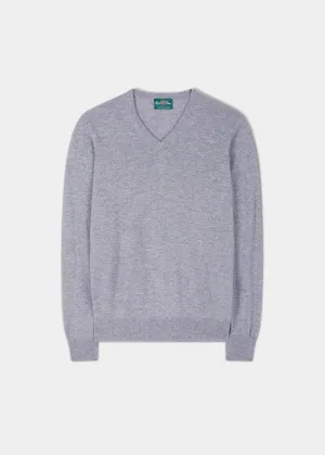 Haddington Cashmere Jumper in Light Grey Mix - Regular Fit