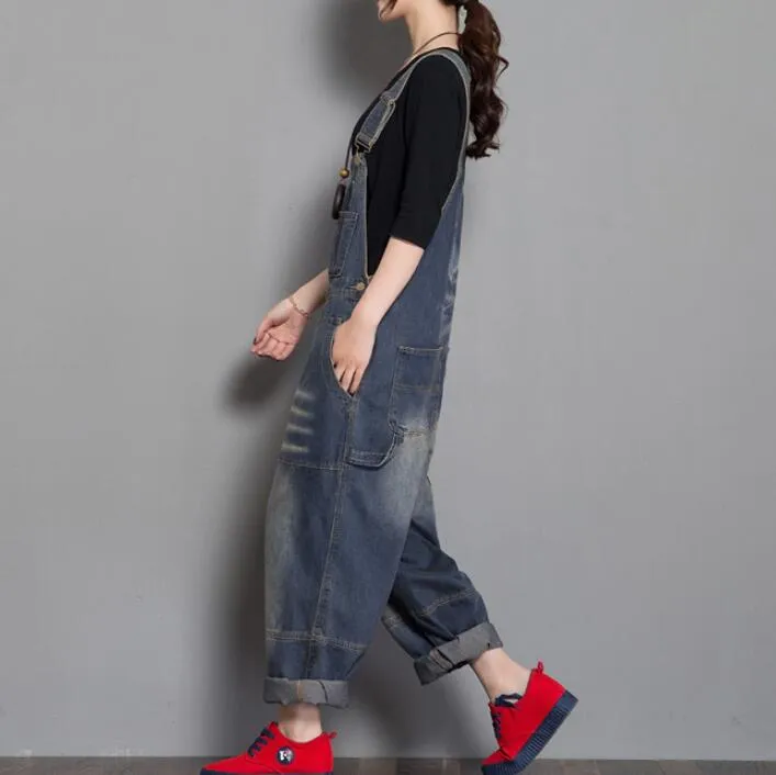 Handmade Denim Loose Casual Spring Denim Overall Women Jumpsuits