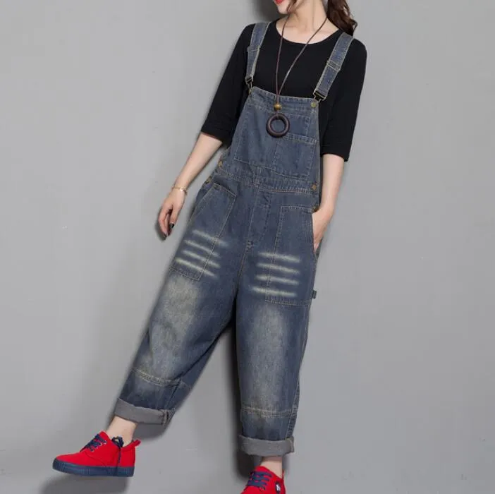 Handmade Denim Loose Casual Spring Denim Overall Women Jumpsuits