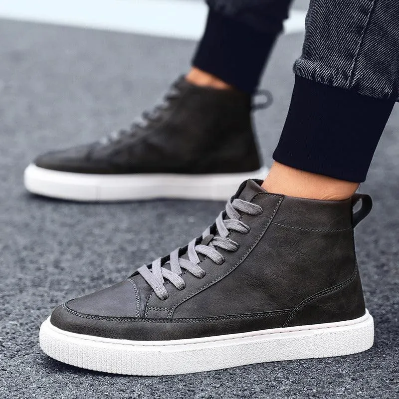 High-top Sneakers Korean Casual Leather Shoes