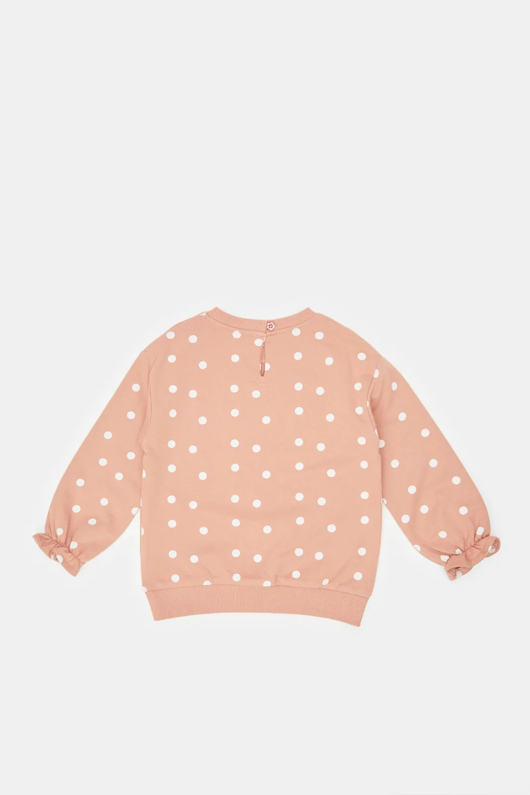 Ivory Heart Aop & Brown Polka Dot Print Sweatshirt