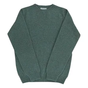 Jade Green Melange Scottish Wool Crewneck Sweater