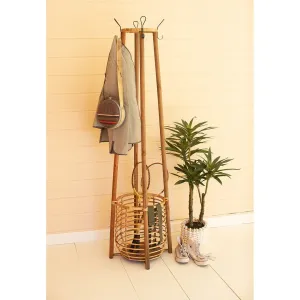 Kalalou - TALL RATTAN COAT RACK WTH UMBRELLA BASKET - CLL2557