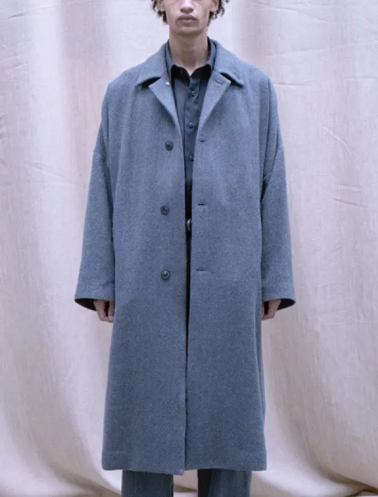 Kasuri Overcoat in Tasmanian Broken Twill Wool | Beige