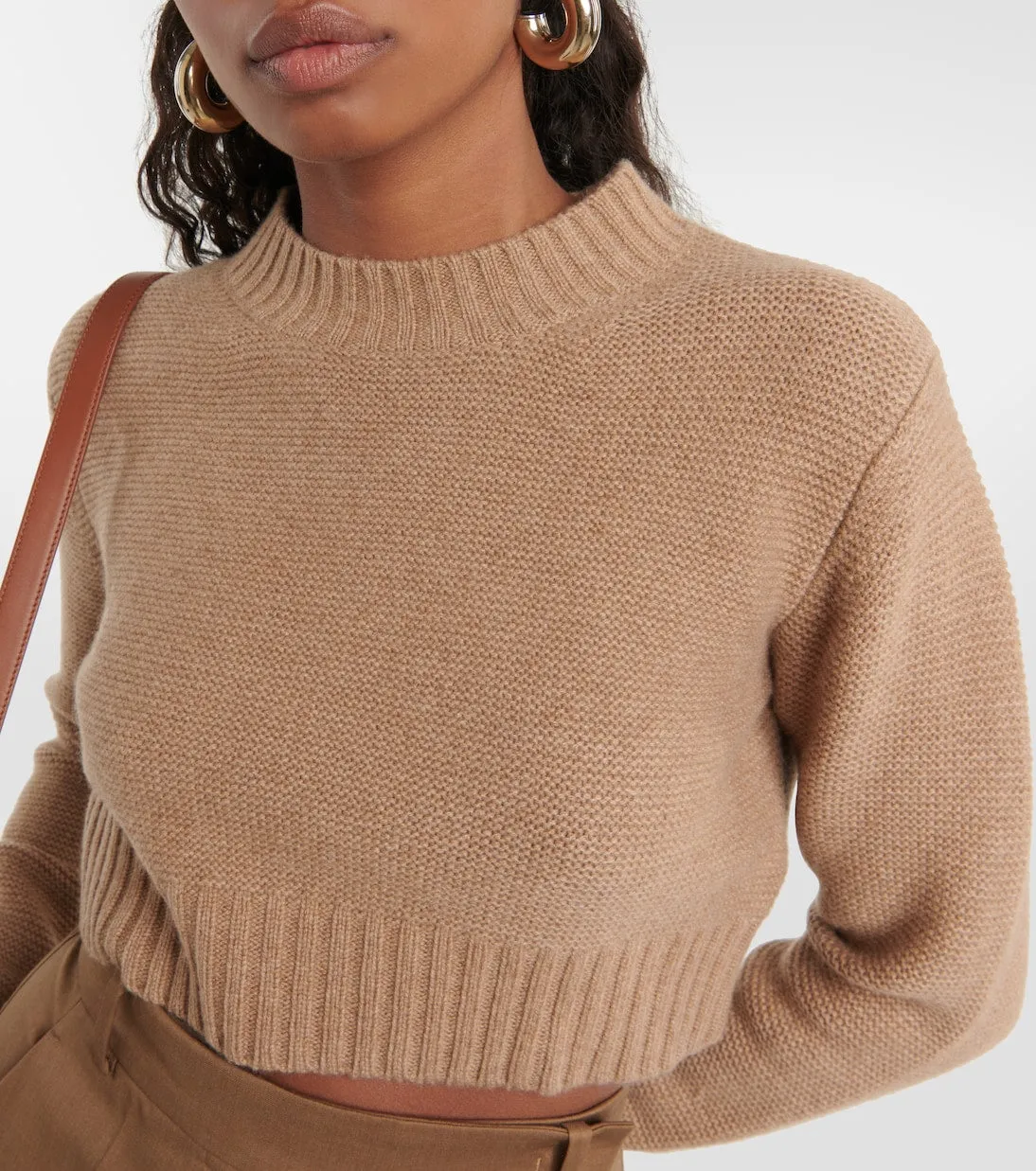 Kaya Max Mara Cropped Cashmere Sweater, Neutral