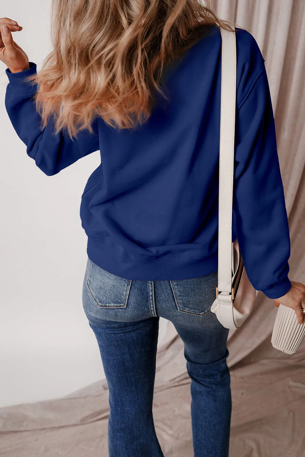 Lined Drop Shoulder Terry Sweatshirt