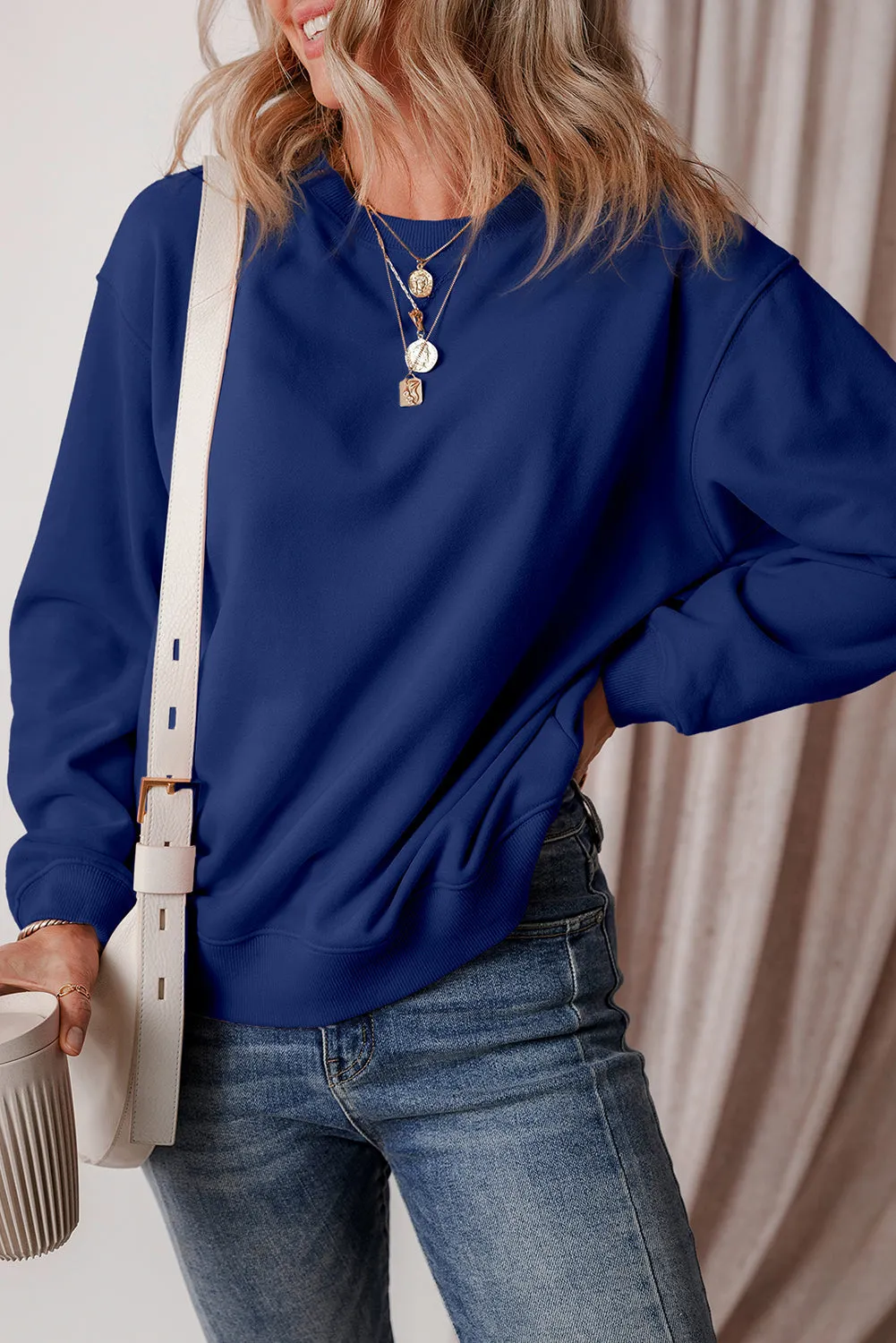 Lined Drop Shoulder Terry Sweatshirt