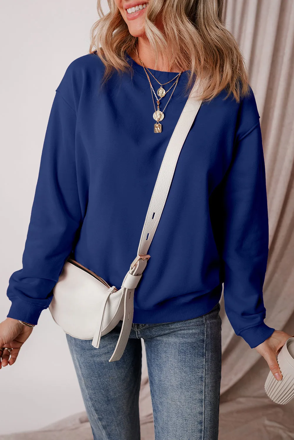 Lined Drop Shoulder Terry Sweatshirt