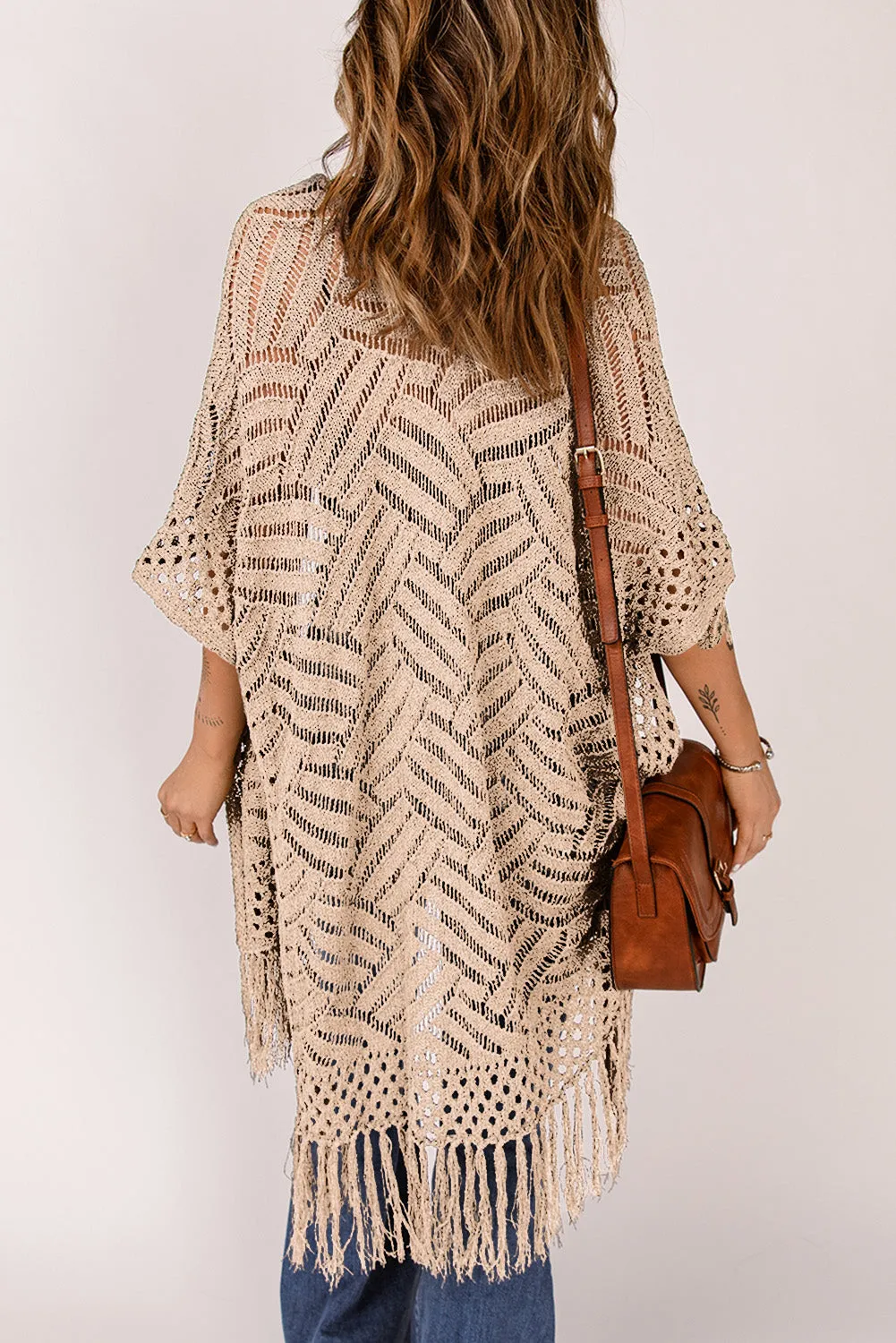 Loose Knitwear Kimono with Slits