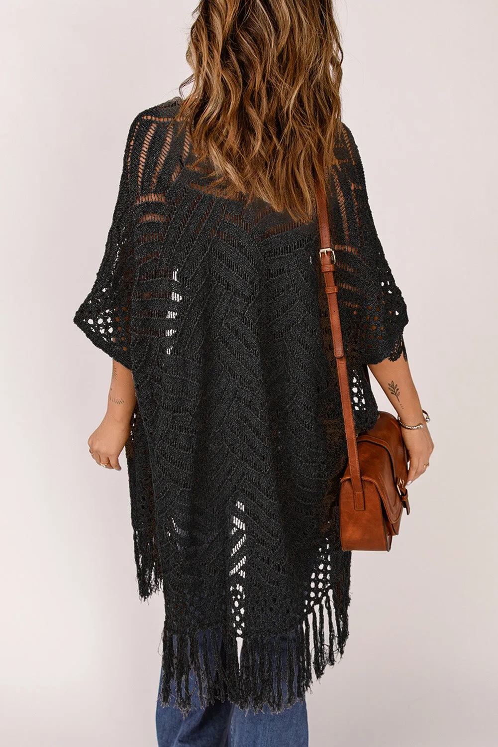 Loose Knitwear Kimono with Slits