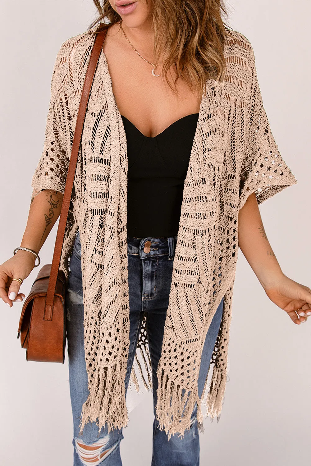 Loose Knitwear Kimono with Slits