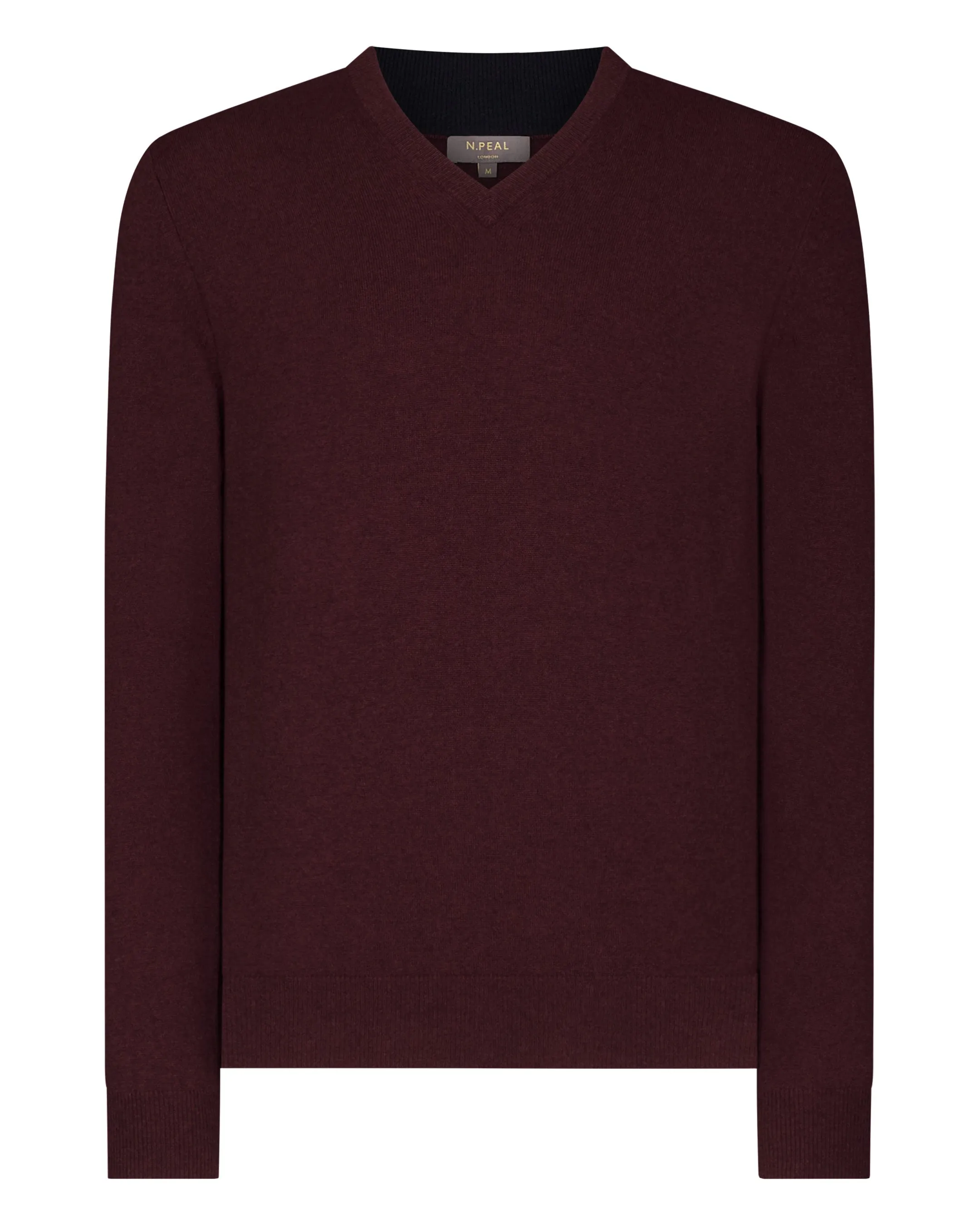 Men's Burlington V Neck Cashmere Jumper Claret Red