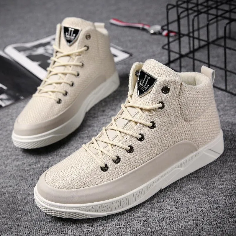 Men's Linen High-Top Sports Casual Shoes