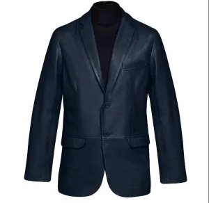 “Midnight Blues” Leather Blazer