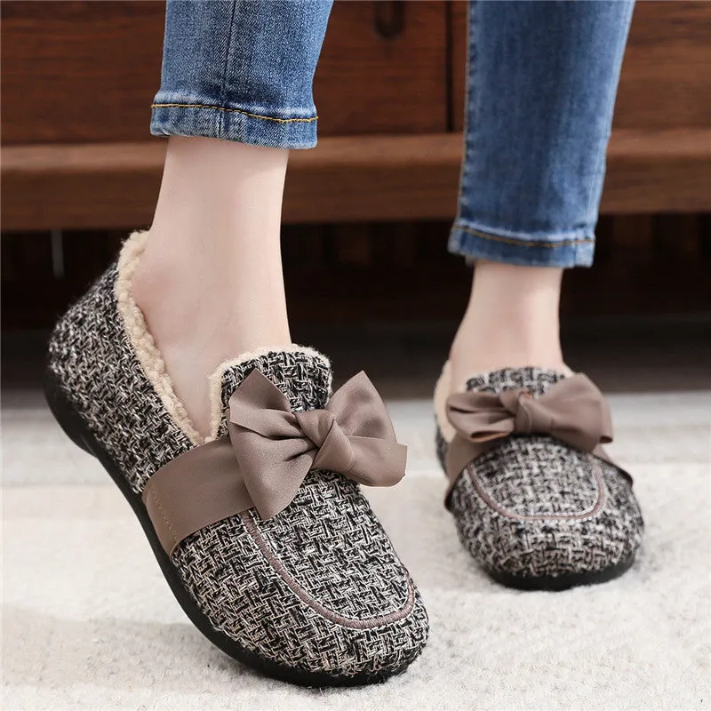 Owlkay Winter Fashionable Fleece-Lined Warm Furry Shoes