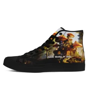 Personalized High Top Sneakers, Custom Mushroom Design Shoes,FN024-24025039