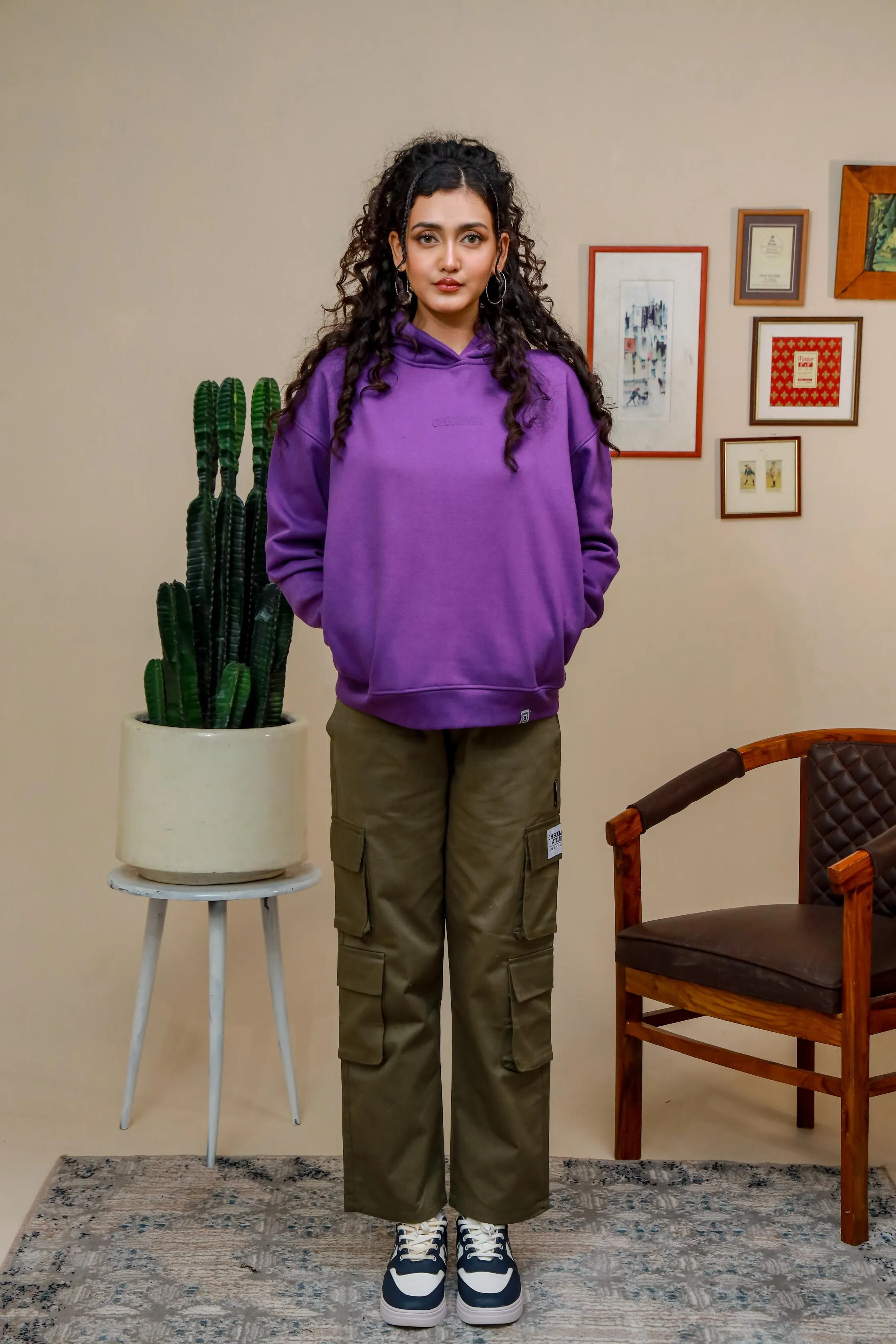 PURPLE HEAVY WEIGHT OVERSIZED HOODIE