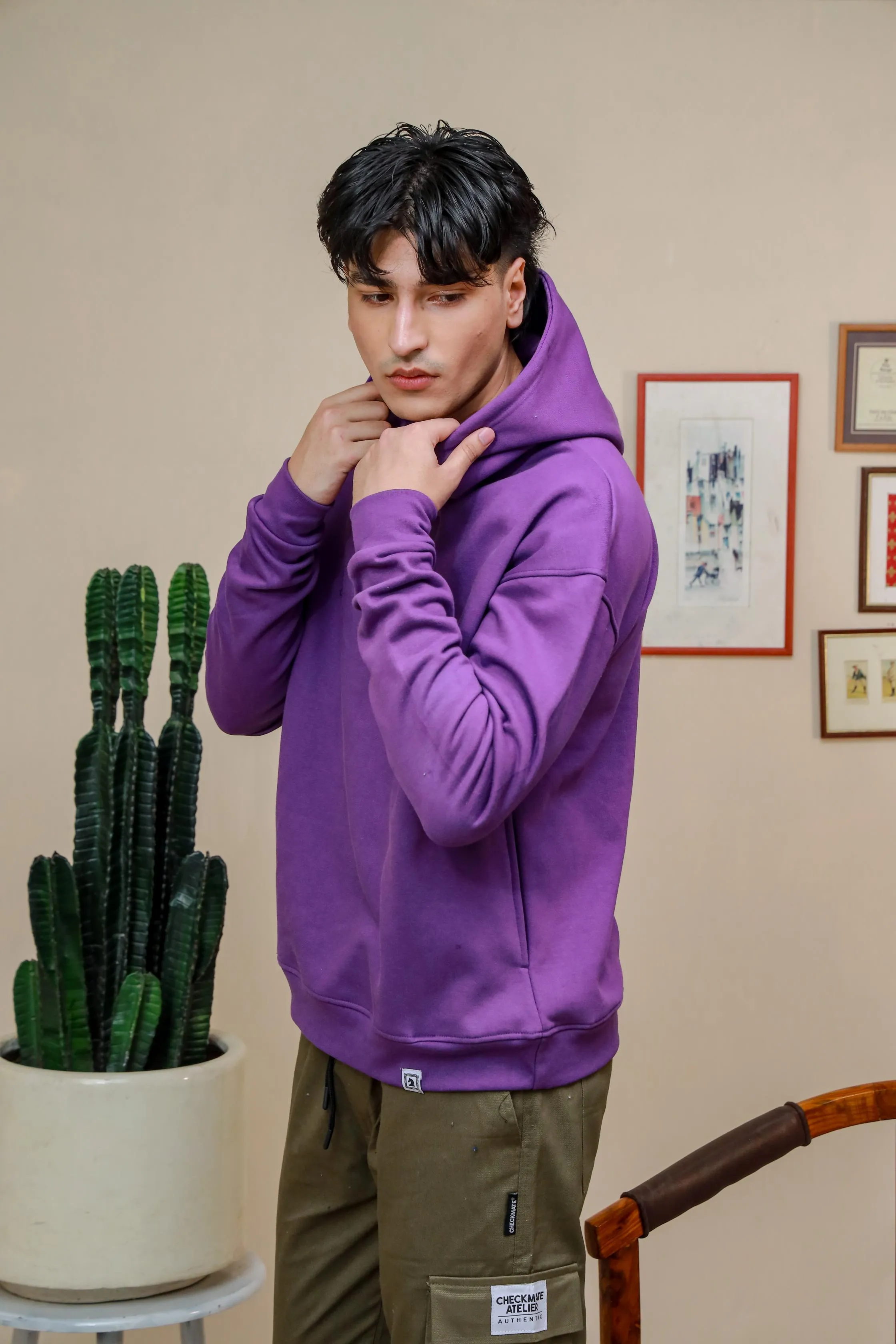 PURPLE HEAVY WEIGHT OVERSIZED HOODIE