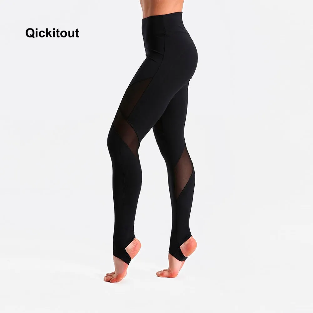 Qickitout Fashion Big HIP 2018 Casual Women Fitness Leggings Color Black Autumn Summer Styles Exercise Leggings Mesh Pants XS-XL