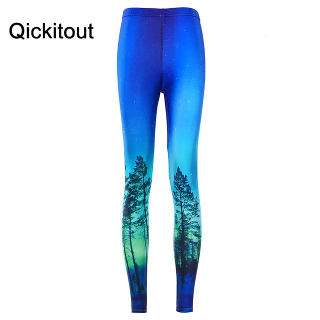 Qickitout Leggings 2016 Women AURORA SKYE HEX COLOUR Rainbow Cloud Black Green Muscle Mermaid Leggings Plus Size Drop SHIPPING