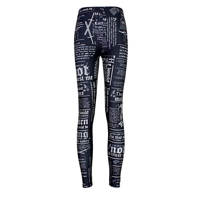 Qickitout Leggings Hot Fashion Women Space print Pants Galaxy Leggings Black Milk Leggings Newspaper Snow White Leggings