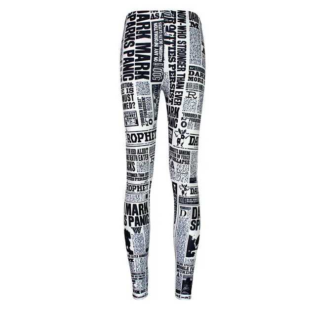 Qickitout Leggings Hot Fashion Women Space print Pants Galaxy Leggings Black Milk Leggings Newspaper Snow White Leggings