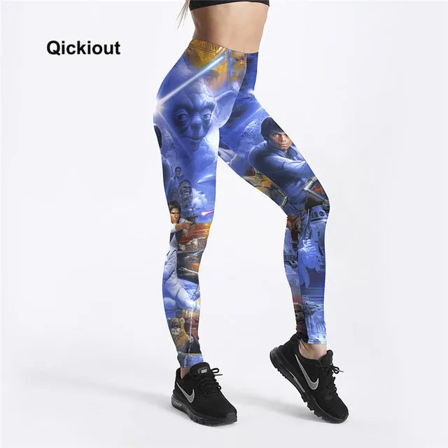 Qickitout Leggings Women's workout leggings Princess beauty and beast queen Black skull Pants PUSh Up fitness clothing Big Size