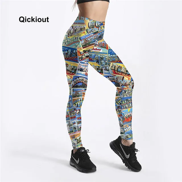 Qickitout Leggings Women's workout leggings Princess beauty and beast queen Black skull Pants PUSh Up fitness clothing Big Size