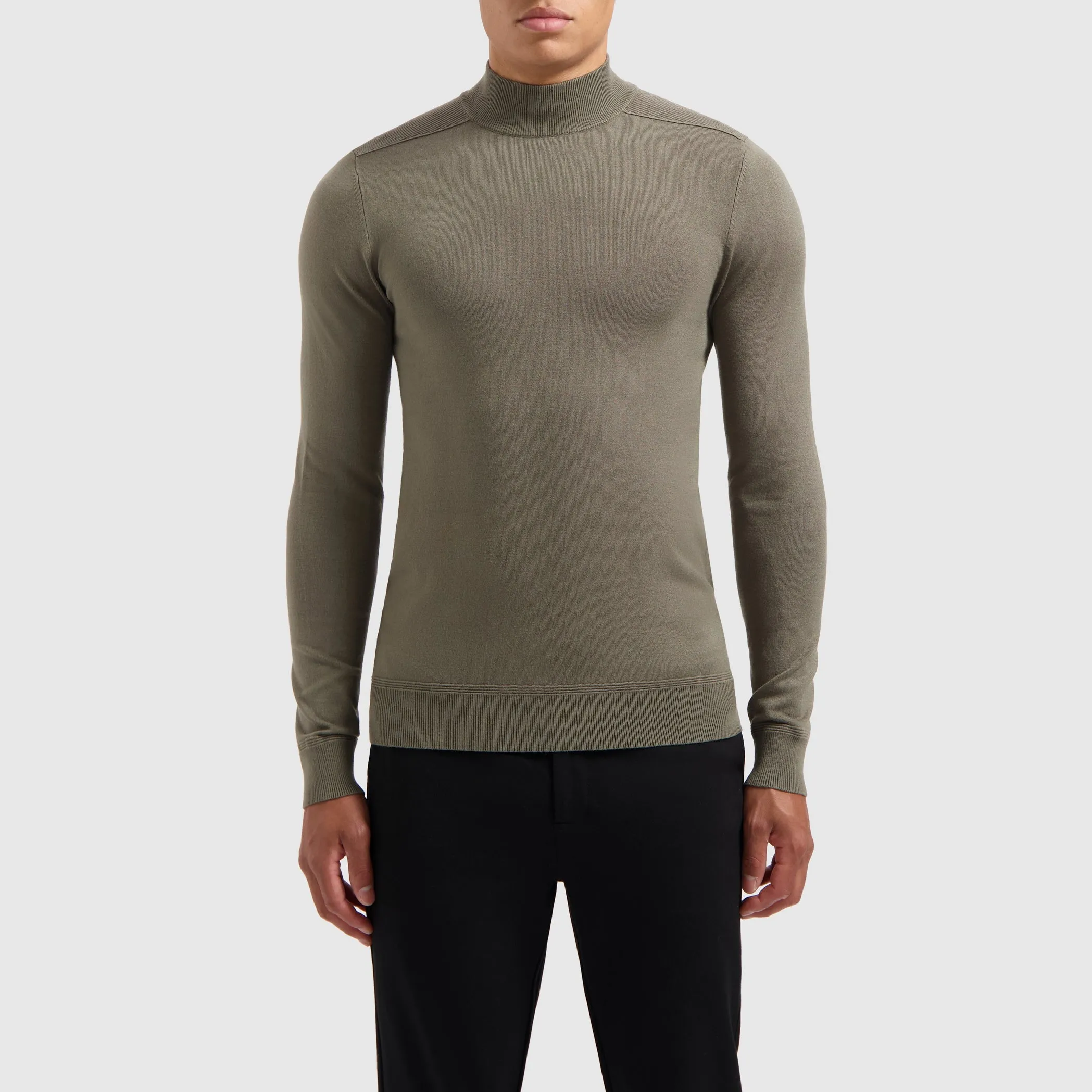 Ribbed Mockneck Knitwear | Army Green